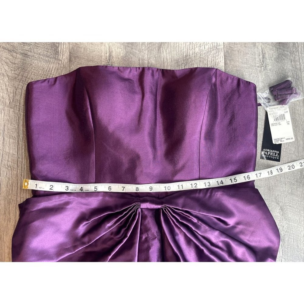 Adrianna Papell Cocktail Dress Womens 14‎ Purple Silk Sleeveless Bow Mini NEW - Picture 10 of 12